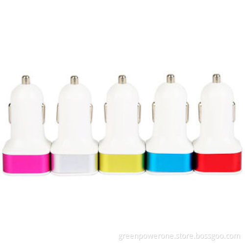 2014 Latest Car Chargers for Mobile Phones, Colorful Dual-USB, 2.4A/5V